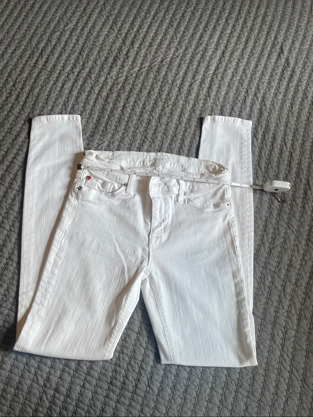 Hudson Midrise Super Skinny White Jeans